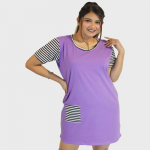 Women Striped Round Neck T-shirt Nightdress